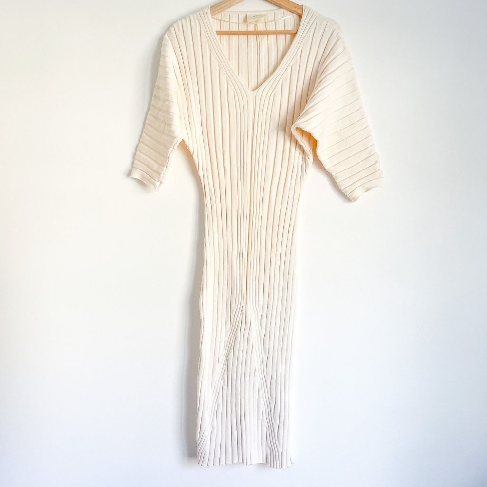 NWT Maeve Anthropologie Ivory Maris Ribbed Sweater Midi Dress